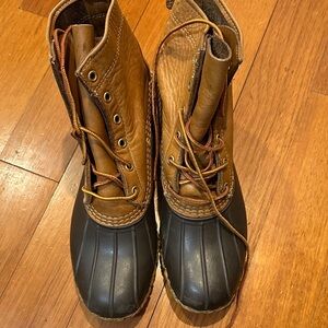 L.L. Bean Tan and Brown Bean Boots Leather Duck Boots